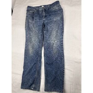 Croft & Barrow Womens‎ Size 10 Printed Denim Jeans Blue Damask Stretch Straight